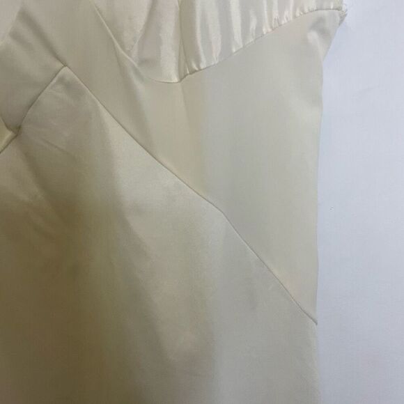 Lingerie Nylon Satin Slip Dress 34 S Floral Lace Adjustable Straps Beige Vintage - Picture 5 of 10